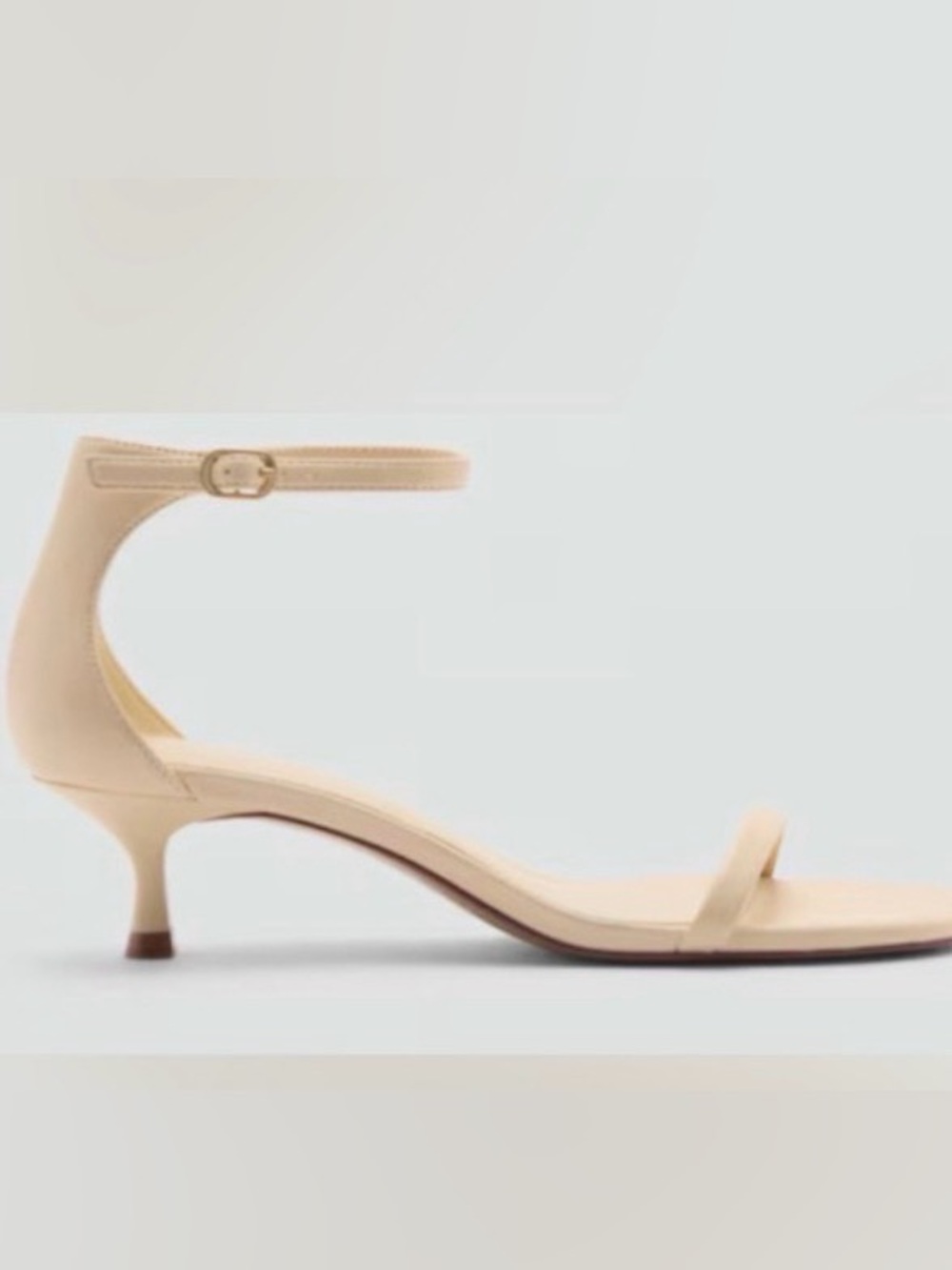 Beige Ankle-Strap Kitten Heel Sandals/by MANGO - Size 38 (7-7.5)